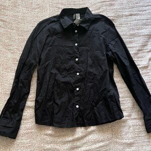 Black Button-Up Women's Top